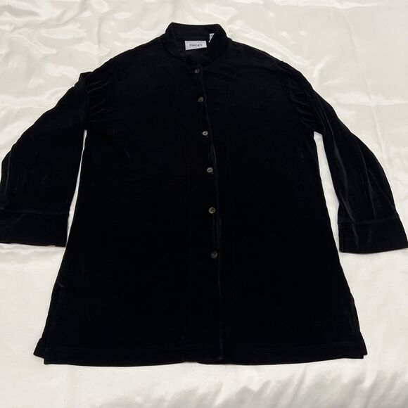 Chico's Travelers Jacket Blazer Black Button-up Loose Packable Size 1 = M 8 - Picture 1 of 5